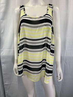 Torrid Striped Scoop Tank Top - Black, Gray & Yellow